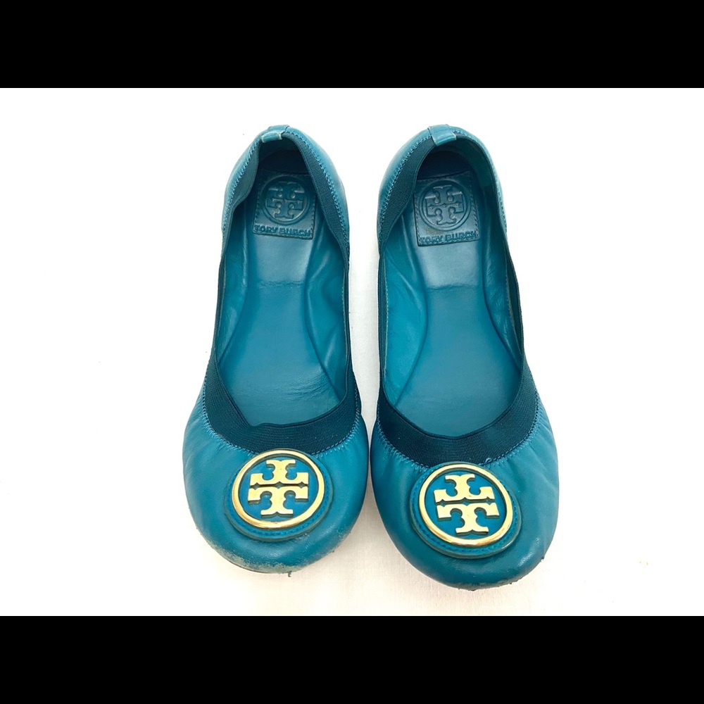 Tory Burch Turquoise Blue Patent Leather Elastic